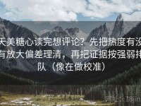 天美糖心读完想评论？先把热度有没有放大偏差理清，再把证据按强弱排队（像在做校准）