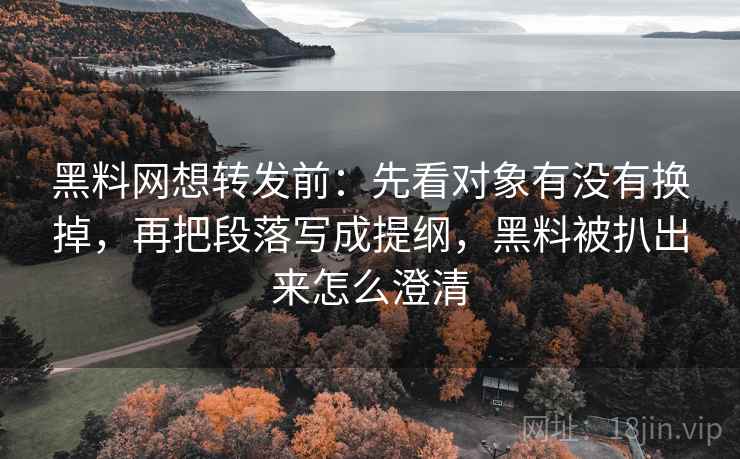 黑料网想转发前：先看对象有没有换掉，再把段落写成提纲，黑料被扒出来怎么澄清